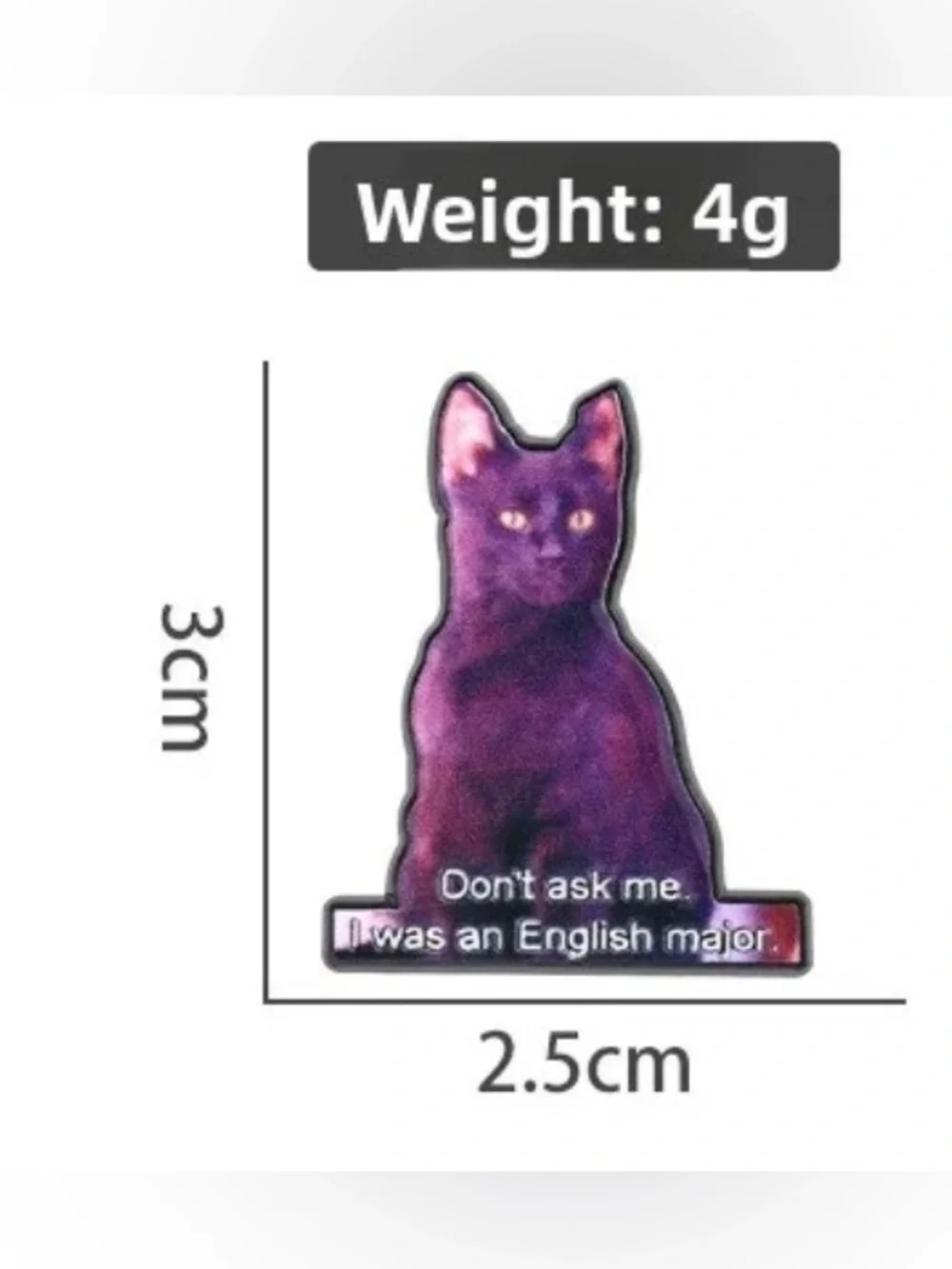 “Don’t Ask Me, I Was an English Major” Cat Enamel Pin – Funny Black Cat
